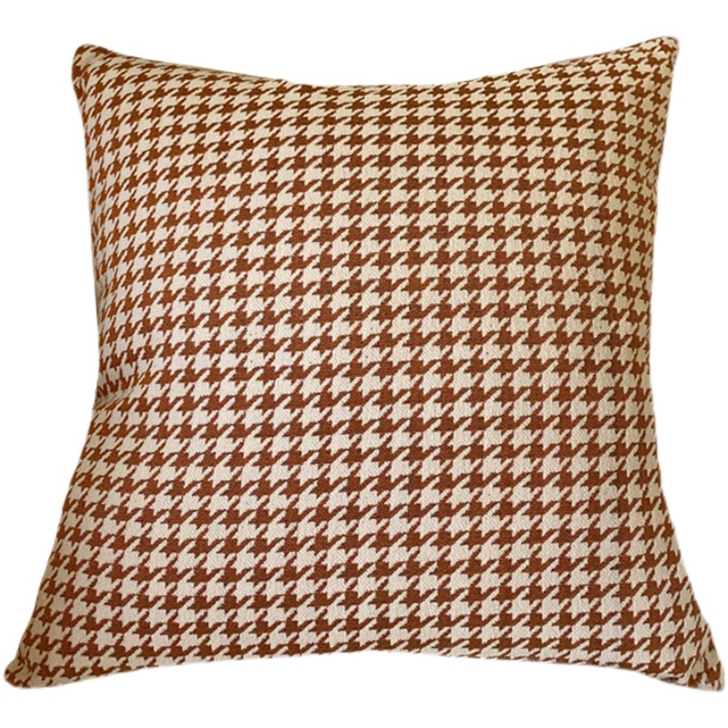 Orange checkered living room simple cushions, round solid color velvet multi-purpose lumbar support cushions, sofa throw pillows with a heart Item Picture