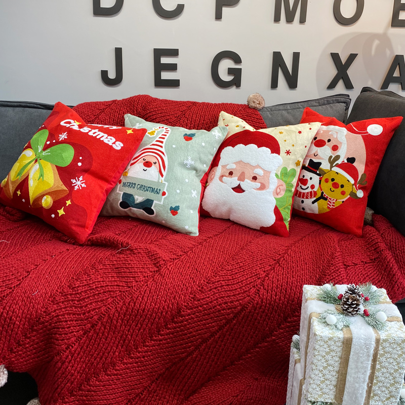 Santa Claus embroidered throw pillow, gift cushion, pillowcase, bedside, bedroom, living room, sofa cushion, soft pillow Specification image