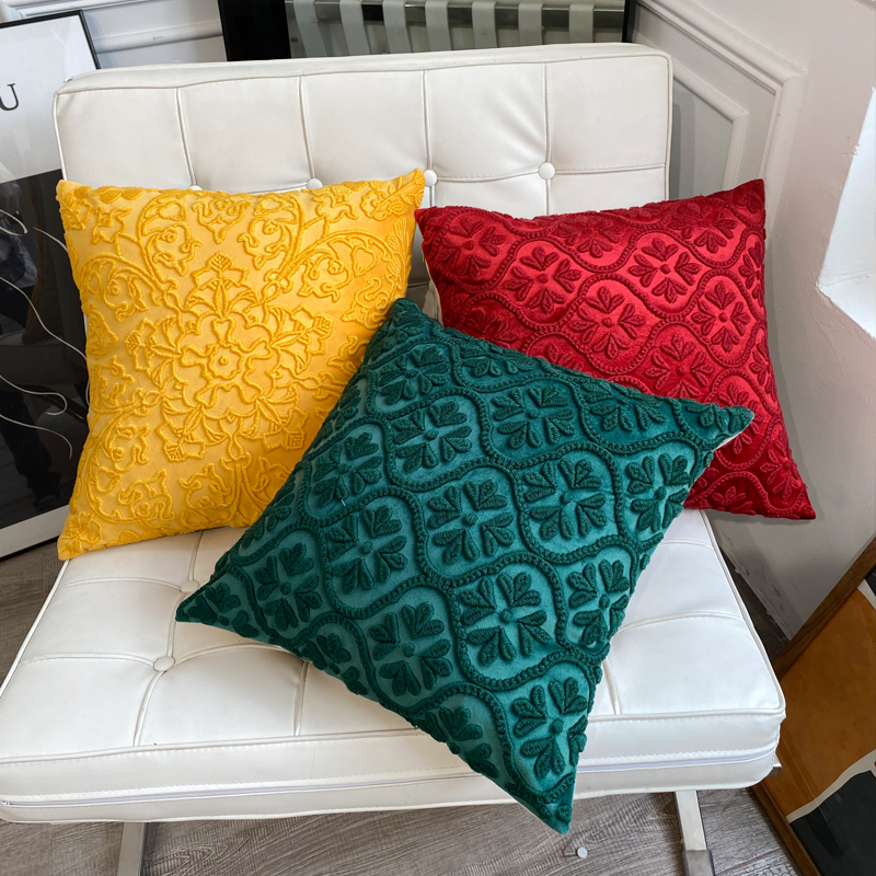 Air embroidery pillowcase, solid color high-end craft embroidery cushion, sample room, living room sofa pillow, soft package bay window cushion Application Scenario