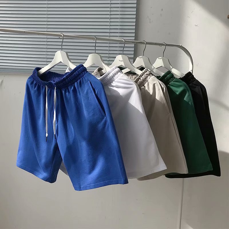 Summer loose straight five-inch pants for boys, thin and simple color blank student running sports casual short pants details Picture