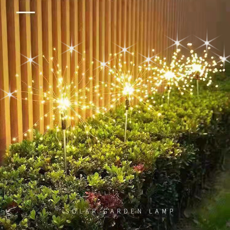 LED太阳能闪烁仙女灯蒲公英铜线灯萤火虫草坪彩球造型地插烟花灯