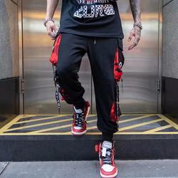 Autumn and winter national trend functional style workwear pants, tight-fitting high street ribbon pants, men's versatile dark style paratrooper Harun pants Specification image