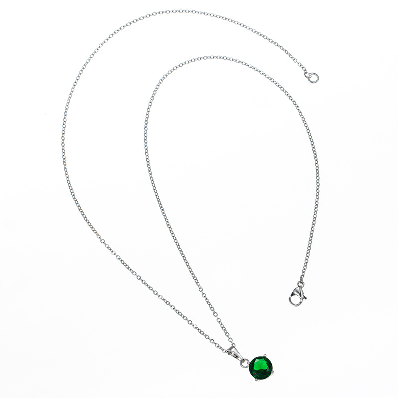 Xuping Jewelry, white gold heart-shaped colored artificial gemstone necklace, simple and fashionable European and American heart-shaped necklace for women Specification image