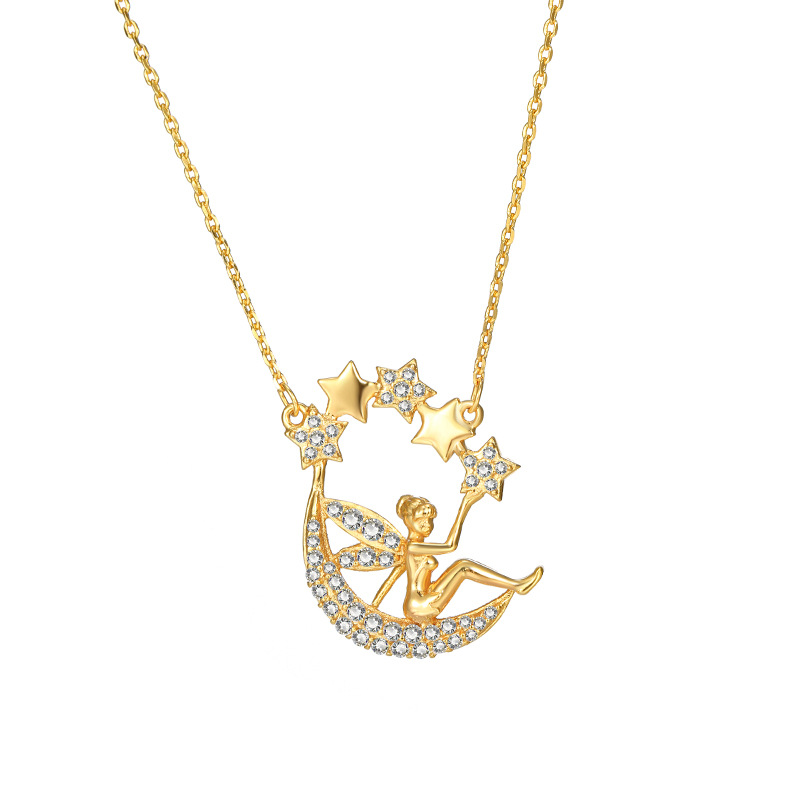 Xuping Jewelry Fairy Angel Pendant, European and American necklace, 24K gold plated synthetic cubic zirconia necklace for women Item Picture