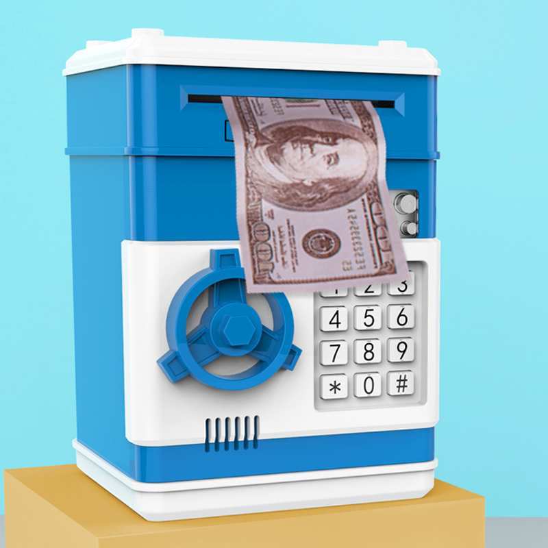 Factory Direct Sales Simulation Safe Deposit Box Creative Children's Piggy Bank Automatic Roll Money Deposit Box Application Scenario