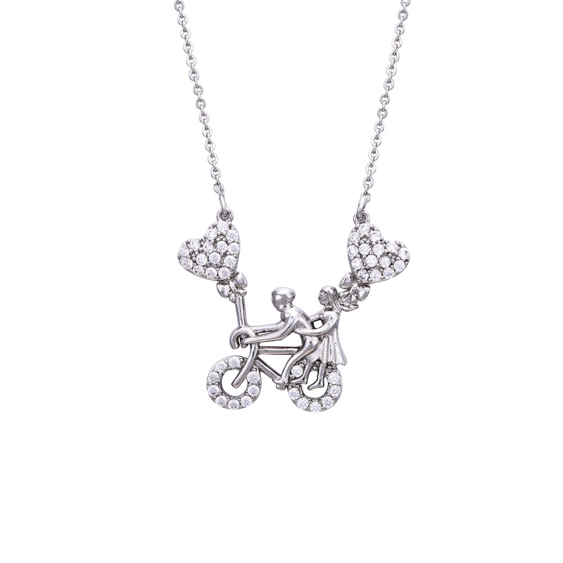 Xu Ping Jewelry Cartoon Doll Heart Synthesis Cubic zirconia couple Necklace Valentine's Day Commemorative gift for women Item Picture