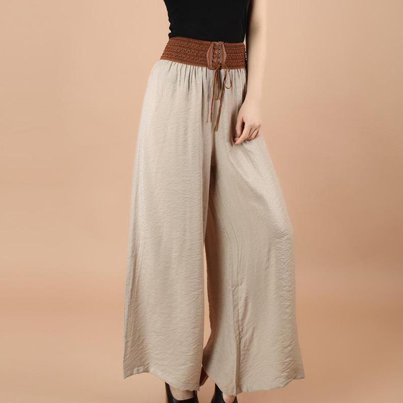Cotton and linen wide-leg pants, women's loose summer thin pants, women's plus-size casual pants, foreign trade women's clothing loose pants with big feet Specification image