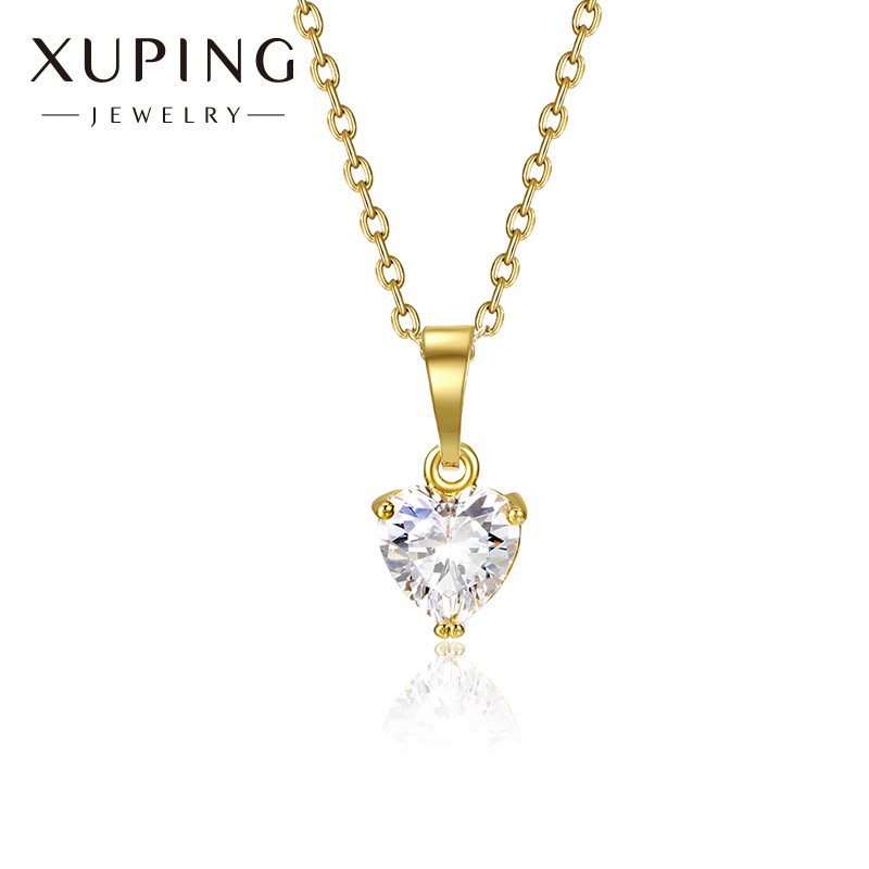 Xuping Jewelry heart-shaped synthetic cubic zirconia collarbone chain cold style accessory simple heart necklace for women