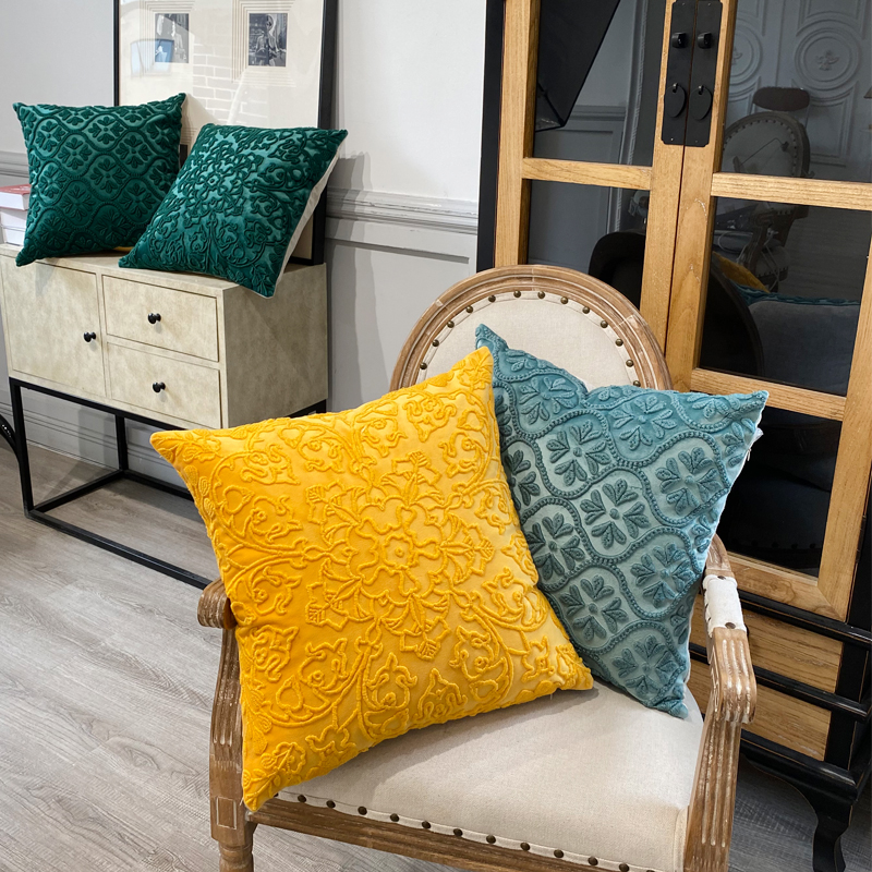 Air embroidery pillowcase, solid color high-end craft embroidery cushion, sample room, living room sofa pillow, soft package bay window cushion details Picture