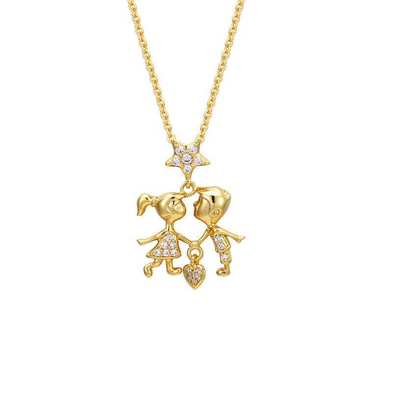 Xu Ping Jewelry Cartoon Doll Heart Synthesis Cubic zirconia couple Necklace Valentine's Day Commemorative gift for women Application Scenario