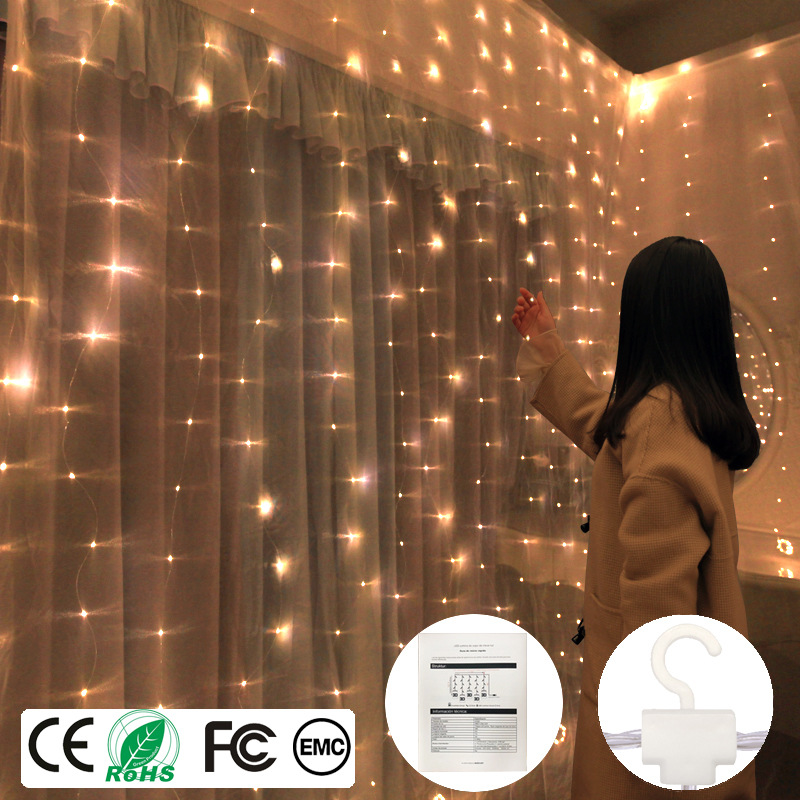 Origin Source of goods led copper wire light string 3*3 net red girl heart room layout ice strip light usb decorative curtain light thumbnail