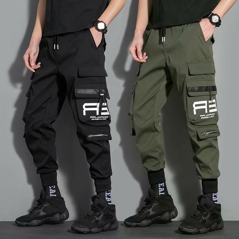 Dark Spring and fall Functional paratrooper overalls Men's casual pants Korean version of the trend-bound pants Chic 2021 thumbnail