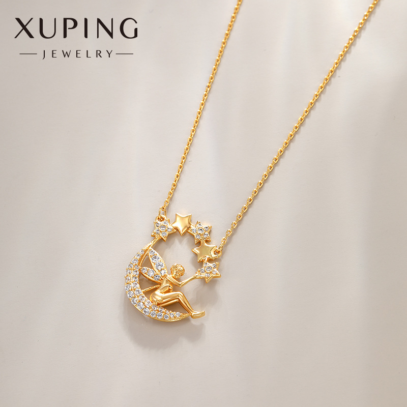 Xuping Jewelry Fairy Angel Pendant, European and American necklace, 24K gold plated synthetic cubic zirconia necklace for women Application Scenario