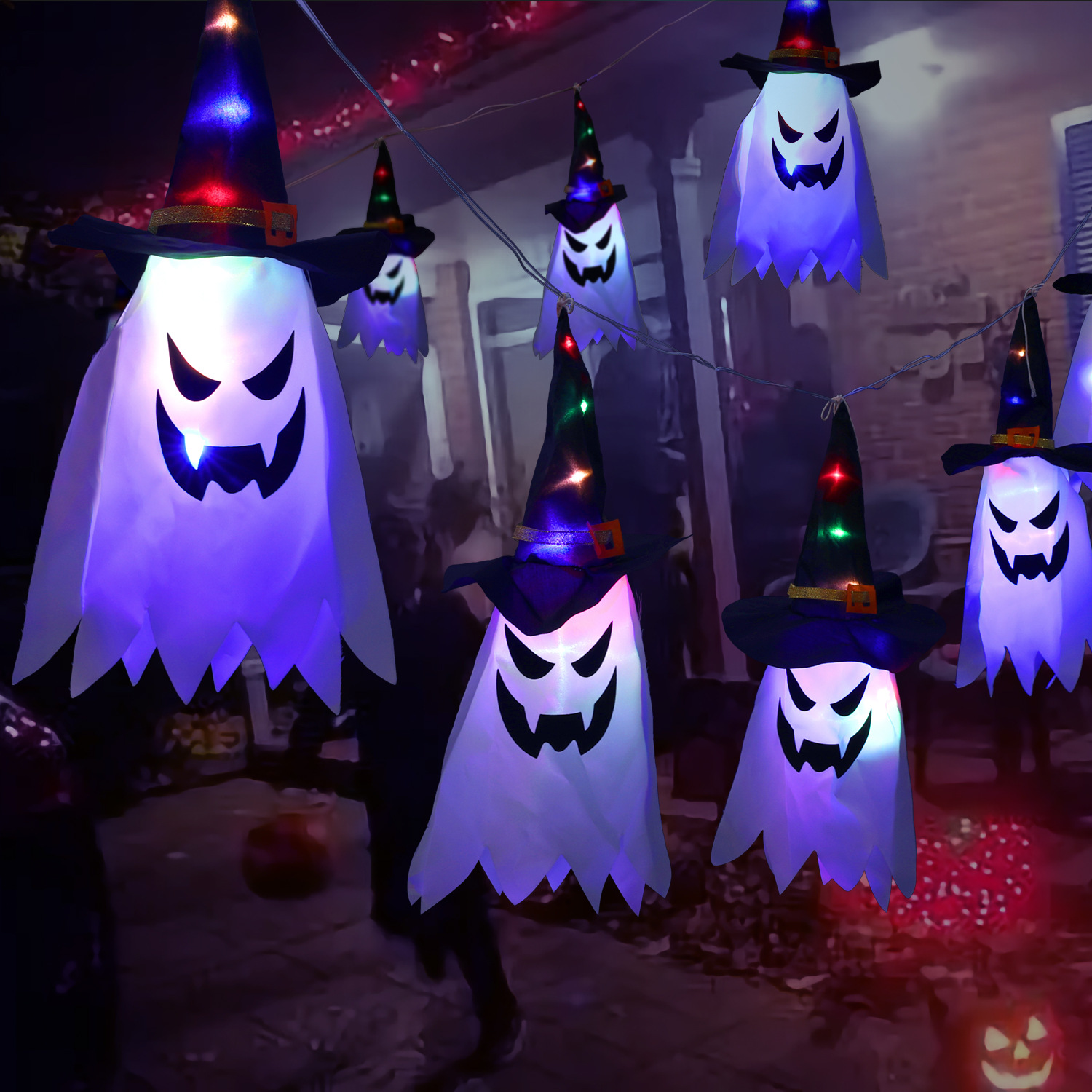 Amazon Halloween led light string fabric Halloween decoration lights festive arrangement thumbnail