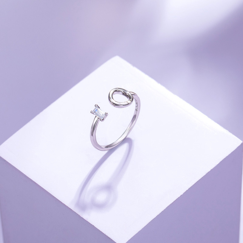 Wook ping joyería anillo de apertura geométrica anillo al por mayor mujeres japonés coreano simple moda nicho frío viento soga Specification image