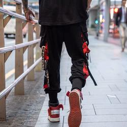 Autumn and winter national trend functional style workwear pants, tight-fitting high street ribbon pants, men's versatile dark style paratrooper Harun pants Application Scenario
