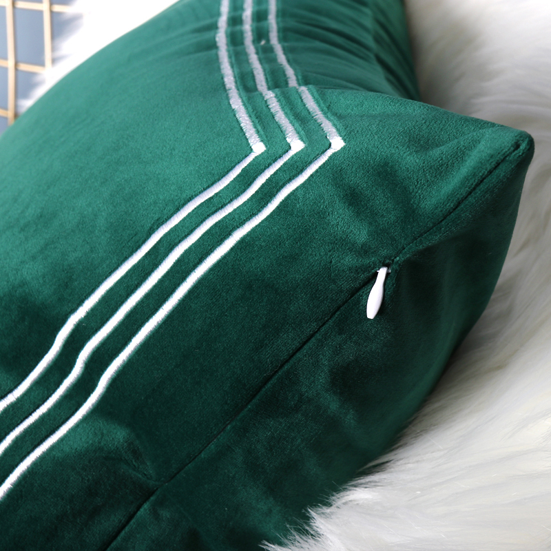 Velvet embroidered cushion cover, Nordic simple solid color throw pillow, sofa cushion, headboard throw pillow cover, without core Application Scenario