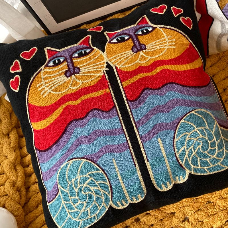 American cartoon Picasso embroidered throw pillow sofa cushion cover, headboard large backrest lumbar support, nap office throw cover Application Scenario