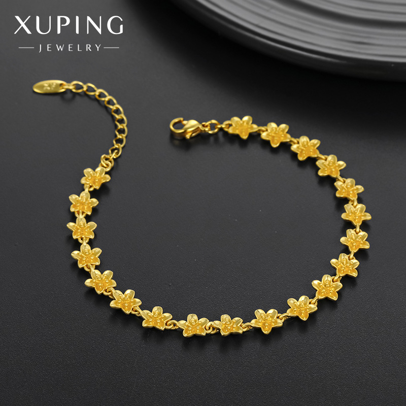 Xuping Jewelry 24K gold alloy flower jewelry, retro fashion, niche design sense, elegant bracelet wholesale