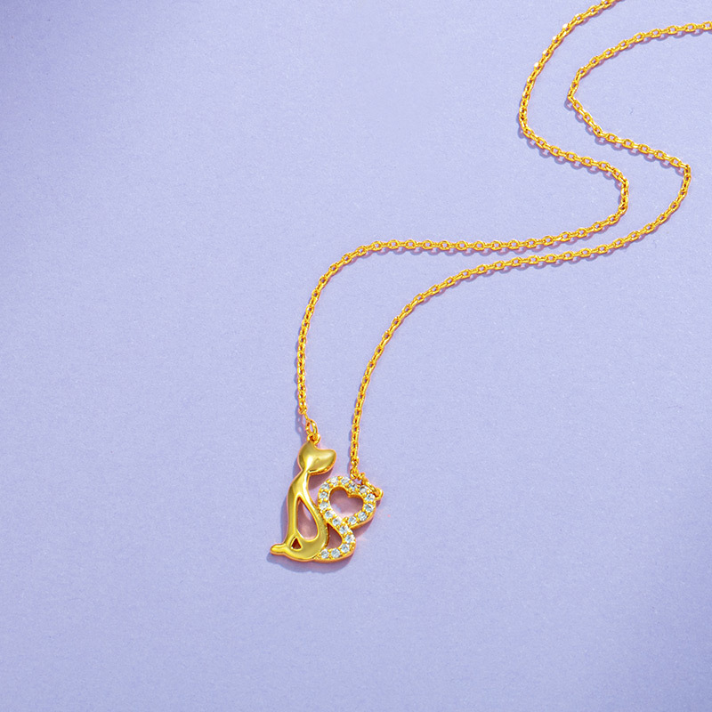Joyería xu ping gato amor collar nuevo ins cadena de clavícula japonesa y coreana para mujeres simple chapado 24K collar de oro para mujeres details Picture