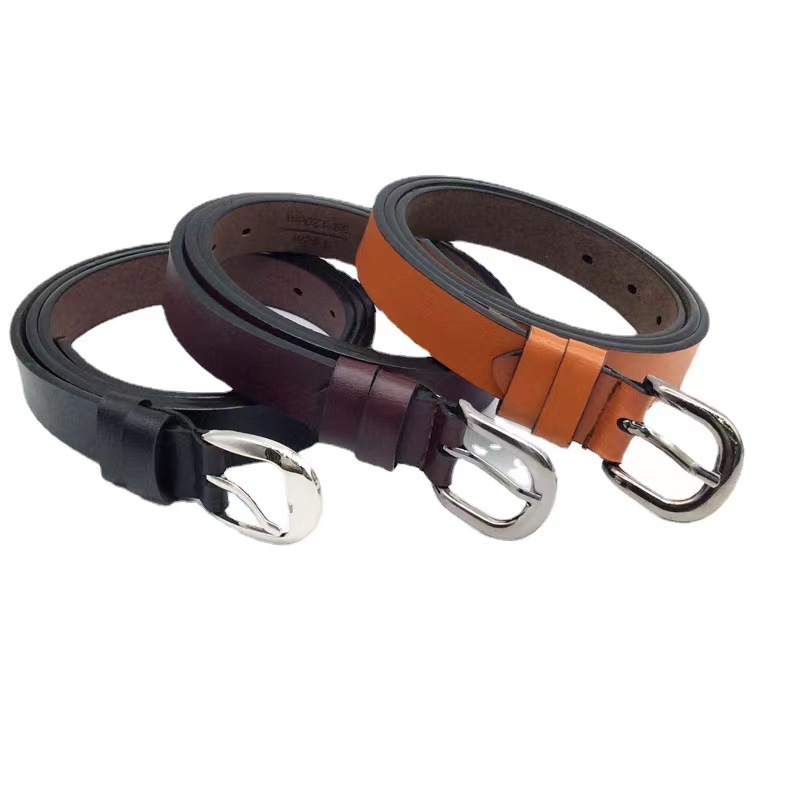 25 gold pin buckle women's belt Korean fashion casual belt imitation cowhide air clip ultra bottom belt