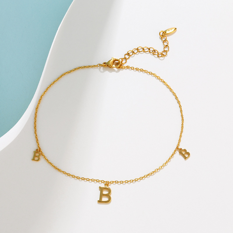 Xuping Jewelry's new 24K gold-plated alloy anklets feature a simple and fashionable European and American lettered anklets that are niche for girls details Picture