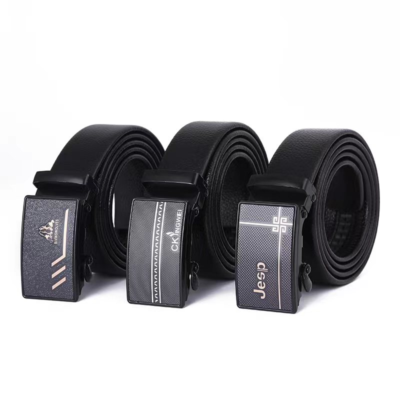 Belt men's new automatic buckle belt business belt lychee leisure bag edge PVC belt manufacturers direct sales thumbnail