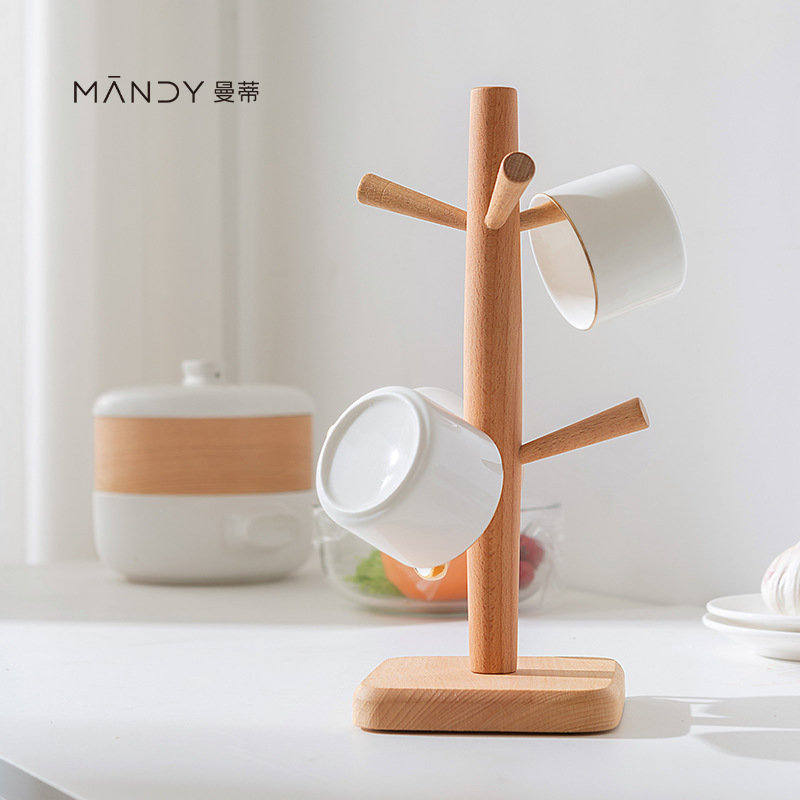 Solid wood cup holder kitchen living room water cup mug tea cup storage rack household drain rack rack spot wholesale details Picture