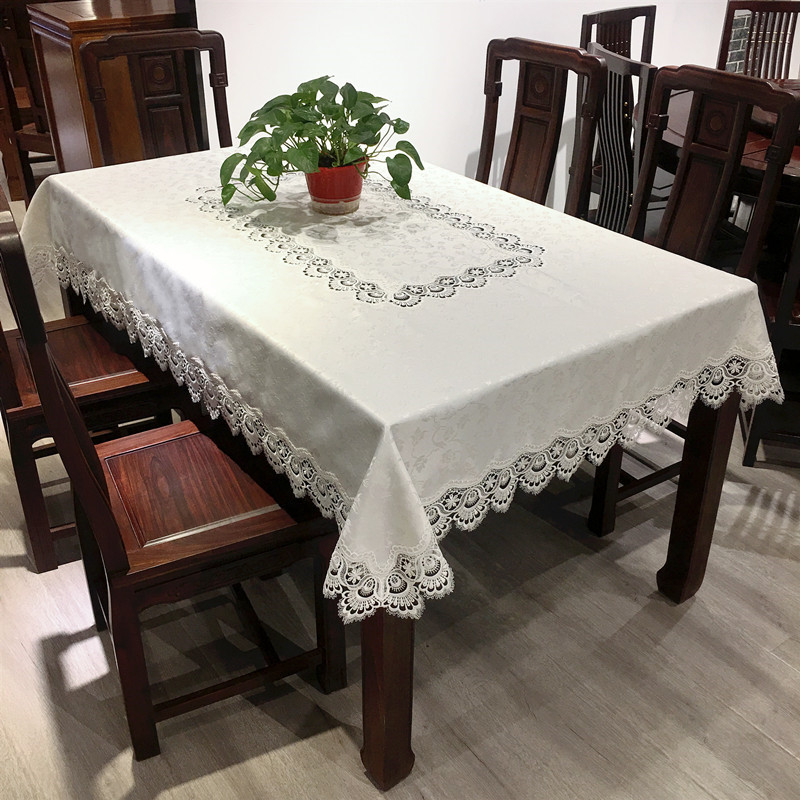 布艺桌布现代简约轻奢风餐桌布新中式长方形方桌布茶几布高档蕾丝