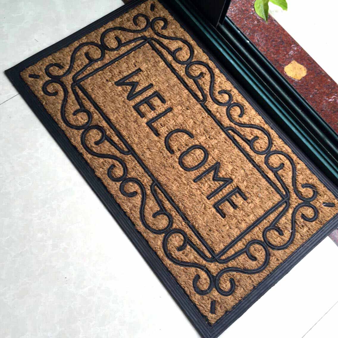 Rubber embossed coir Coconut silk Coconut Brown coco Coconut Shell Fiber Coconut coconut non-slip mat Carpet Doormat Floor mat