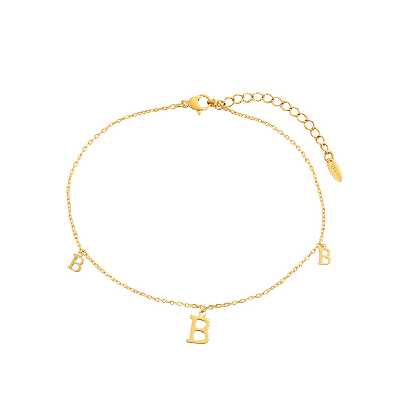 Xuping Jewelry's new 24K gold-plated alloy anklets feature a simple and fashionable European and American lettered anklets that are niche for girls Item Picture