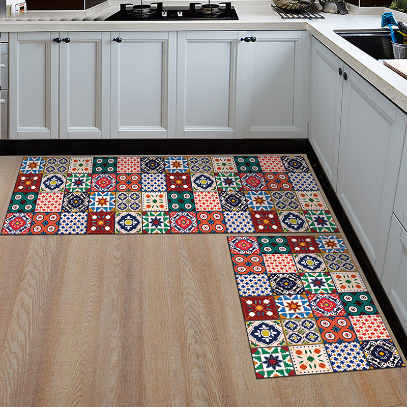 Cross-border kitchen floor MATS, Bohemian-style bathroom door MATS, floor MATS, Moroccan wall tiles, home kitchen carpets details Picture