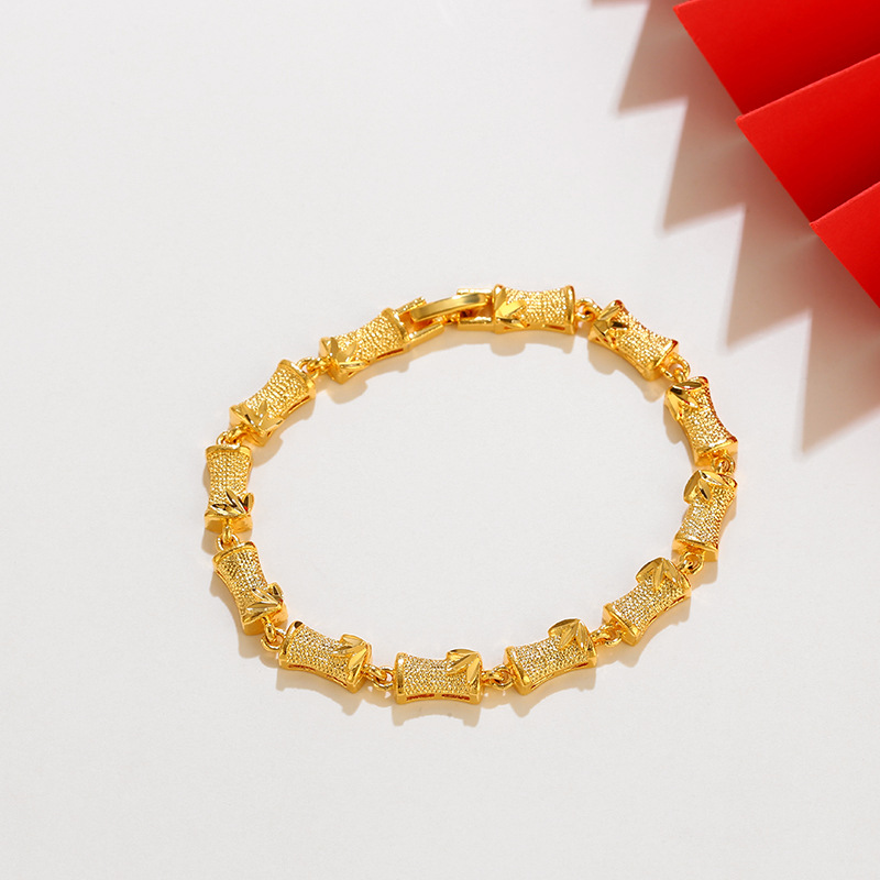 Xuping Jewelry Jie Jie High Bamboo Joint Bracelet wholesale, niche design, European and American fashion alloy plated 24K gold jewelry Specification image