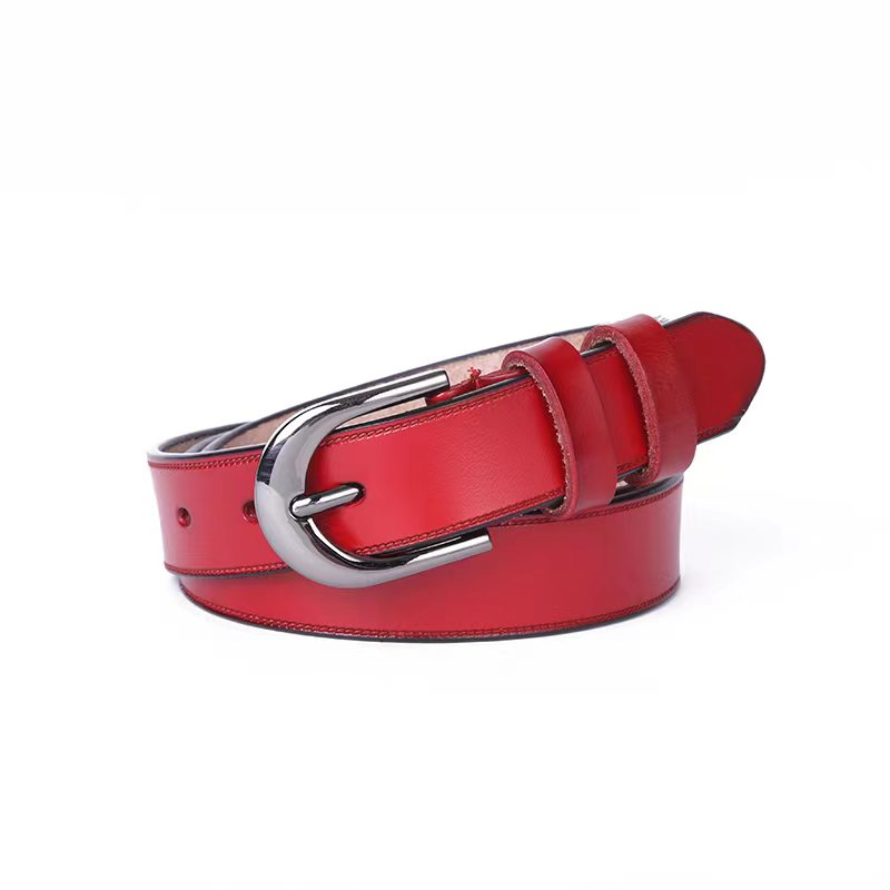 New 3.0 decorative belt for women, European and American personalized and fashionable thin waist belt, antique cowhide needle buckle women's belt in stock Item Picture