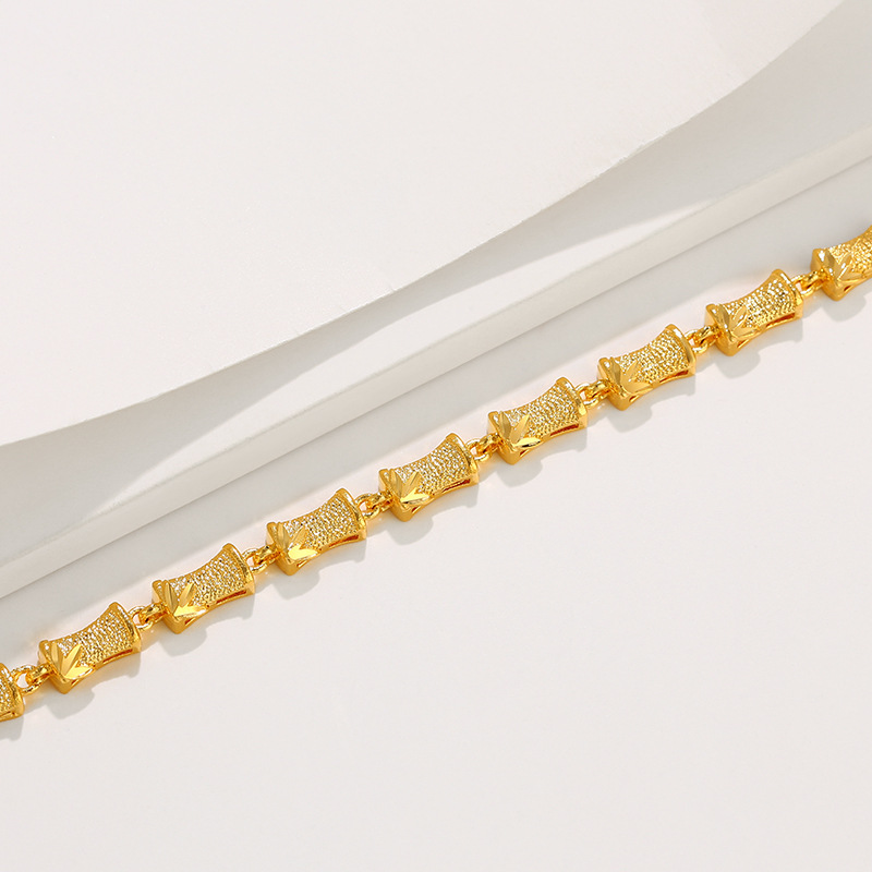 Xuping Jewelry Jie Jie High Bamboo Joint Bracelet wholesale, niche design, European and American fashion alloy plated 24K gold jewelry details Picture