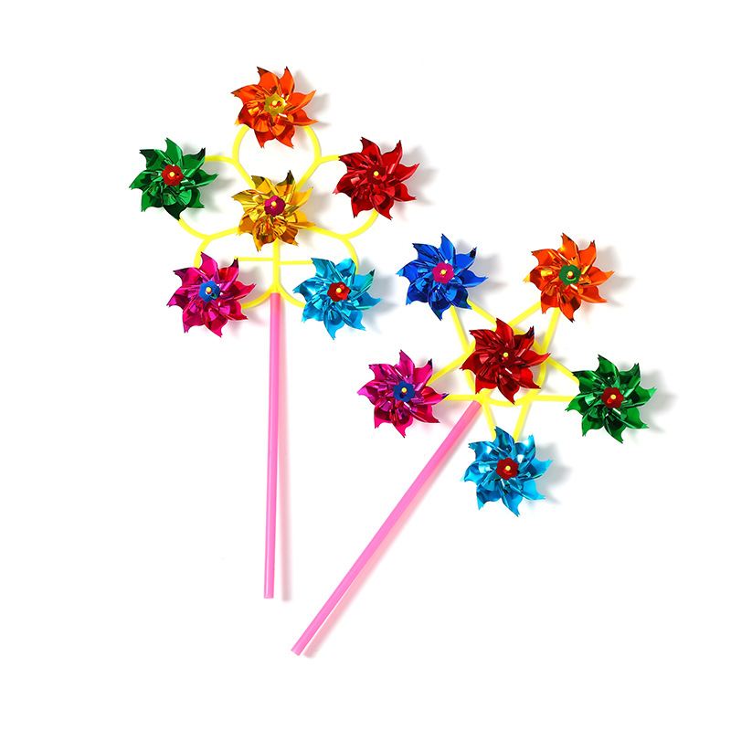 Six-wheel sequin windmill colorful plastic color traditional hot selling children's toys