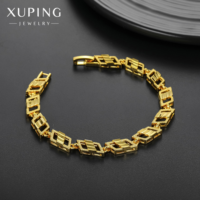 旭平首饰合金个性几何方块拼接手饰高级感 欧美时尚潮流手链批发