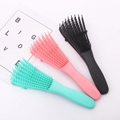 Hair cutting tools eight-prong massage comb Anti-static curly bangs blow-out long hair inside button comb Styling rib comb thumbnail