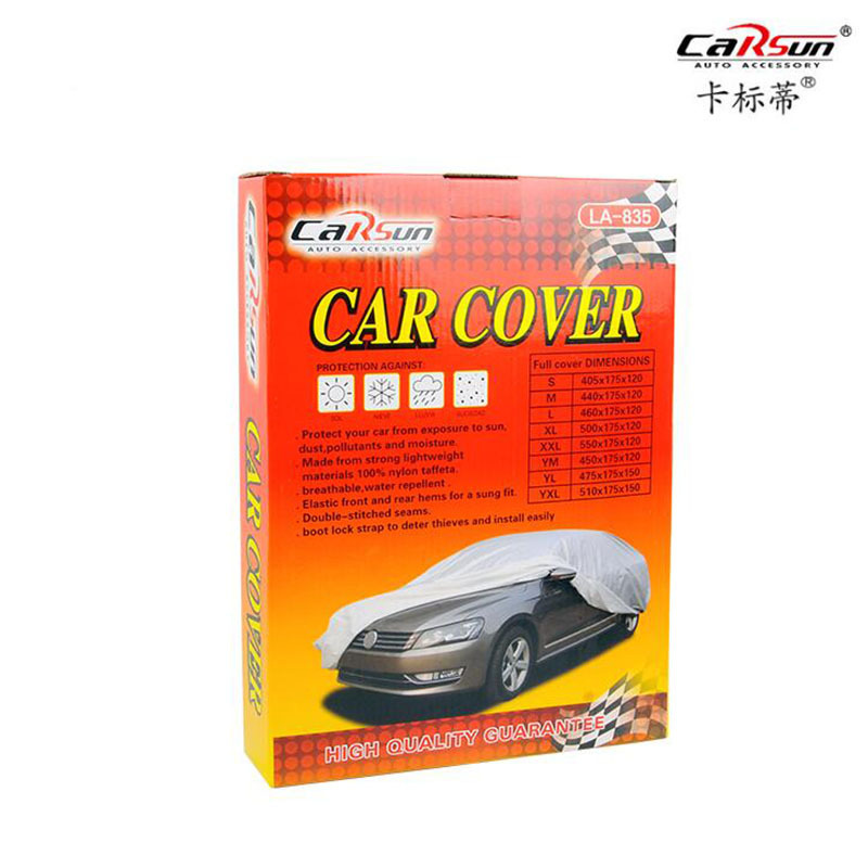 The manufacturer's car cover is scratch-resistant, sun-proof, dust-proof and rainproof. It is a 170T silver-coated fabric car cover without ears Item Picture
