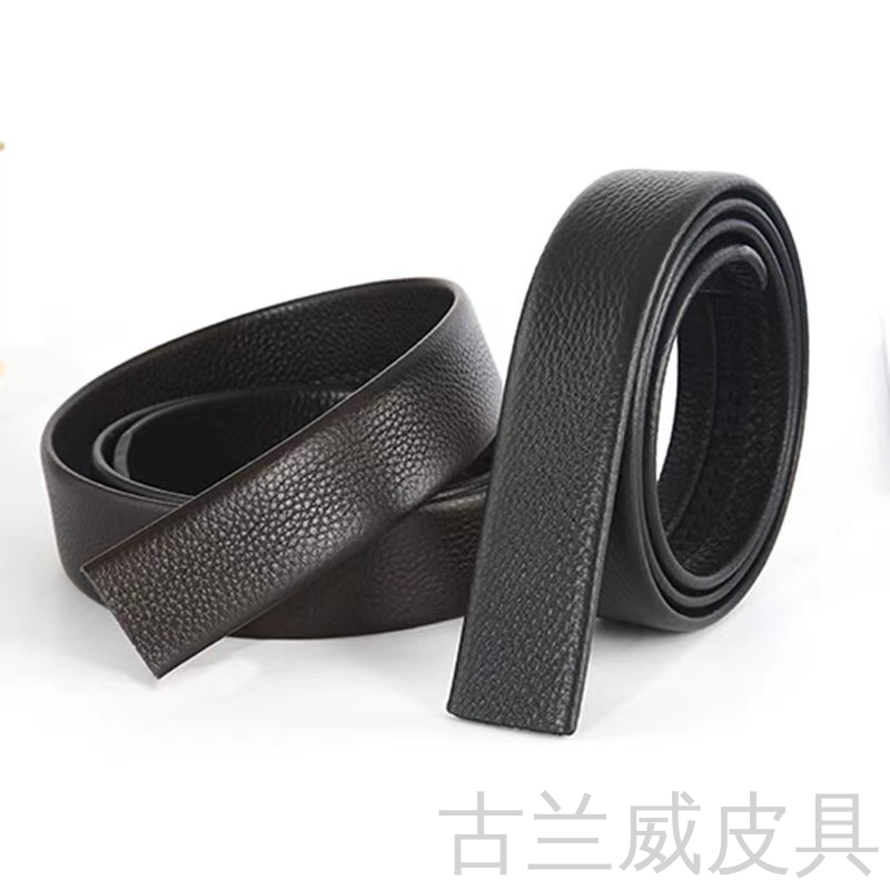 The headband is made of pure cowhide with a top layer and a self-locking headless cowhide belt. It is a men's headless belt with a strap details Picture