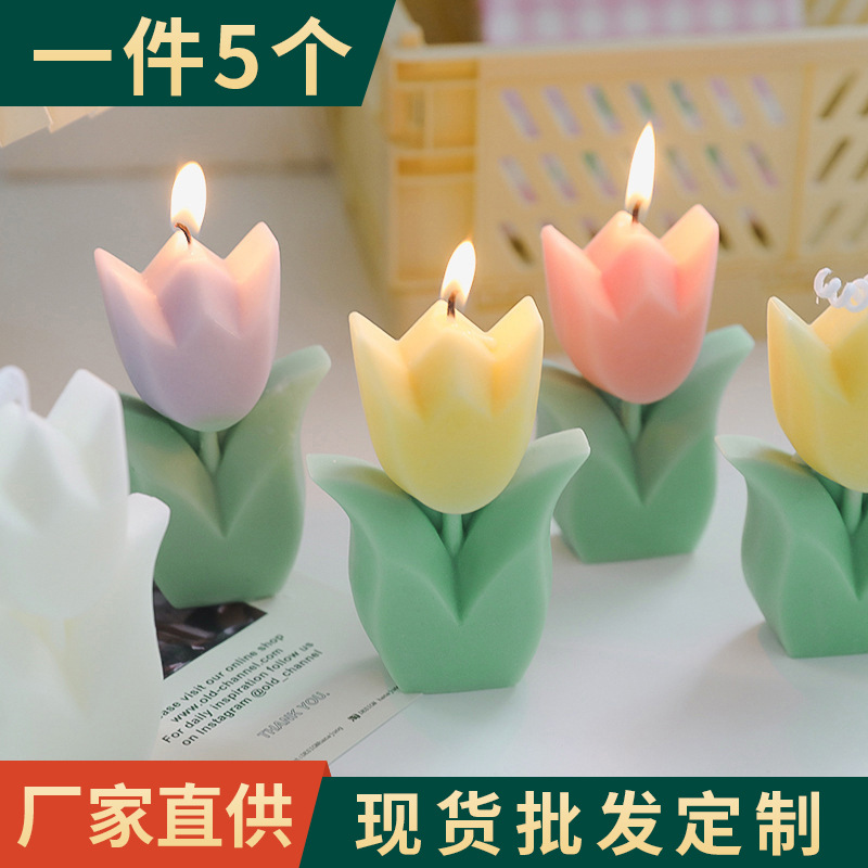 母亲节礼物批发郁金香蜡烛家居装饰伴手礼韩国ins花朵香薰蜡烛