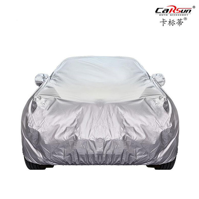 The manufacturer's car cover is scratch-resistant, sun-proof, dust-proof and rainproof. It is a 170T silver-coated fabric car cover without ears details Picture