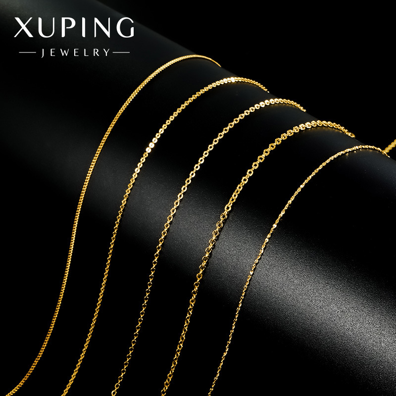Xuping Jewelry 24K gold-plated pendant necklace with O-sub-chain, cross-shaped chain, simple plain chain, single chain bar wholesale