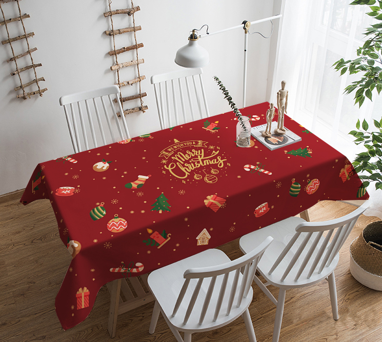 桌布2022年新款餐桌圣诞节桌布桌布高级感简约现代长方形红色装饰
