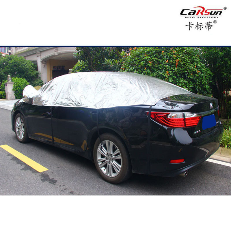 The new type of car sun visor is a bestseller on e-commerce platforms. It features an aluminum film sun protection half-car hood, winter rain and snow protection, heat insulation and cotton-padded car hood Specification image