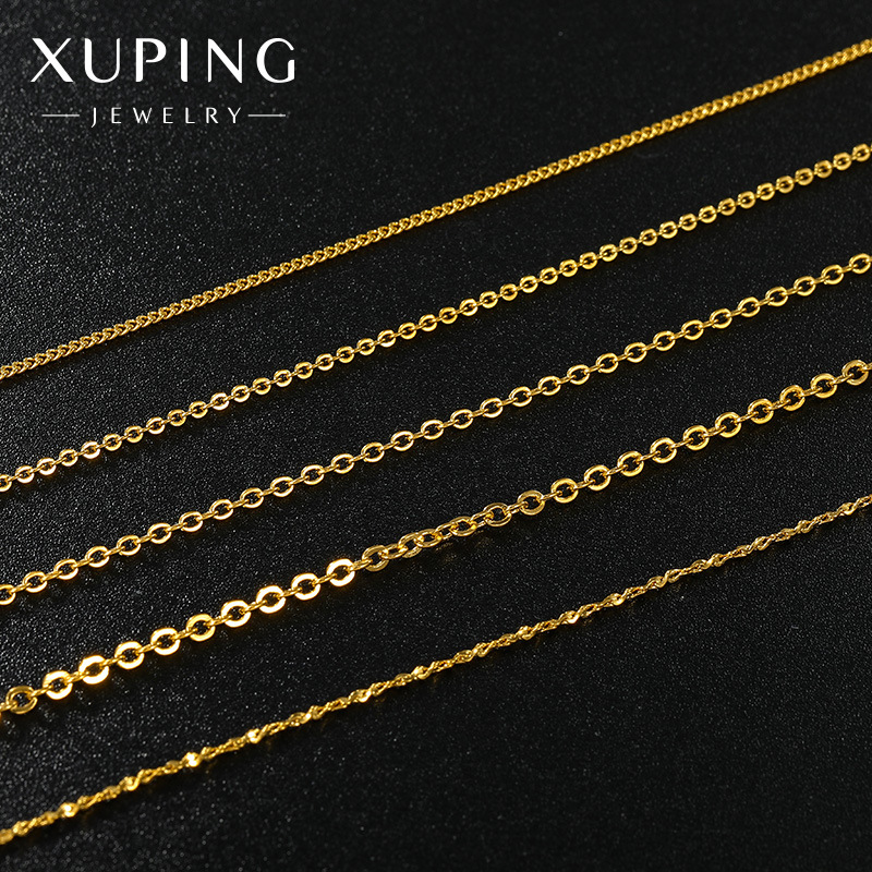 Xuping joyería chapado en oro 24K colgante collar con cadena O cadena hijo cadena de diez cadenas simples cadena única barra de cadena al por mayor Specification image