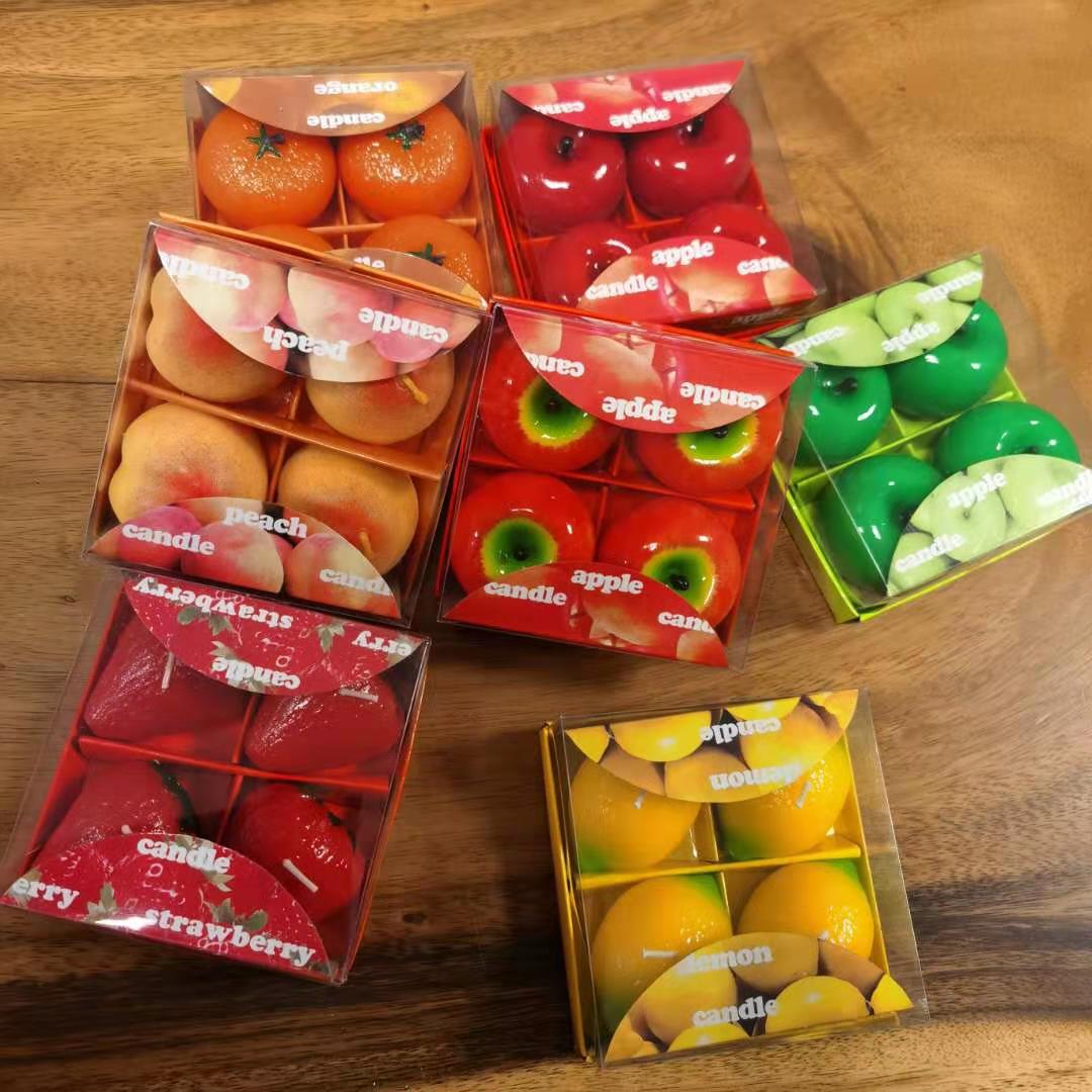 Set 4 Christmas Eve apple lemon ins craft scented candle simulation fruit candle creative display props thumbnail