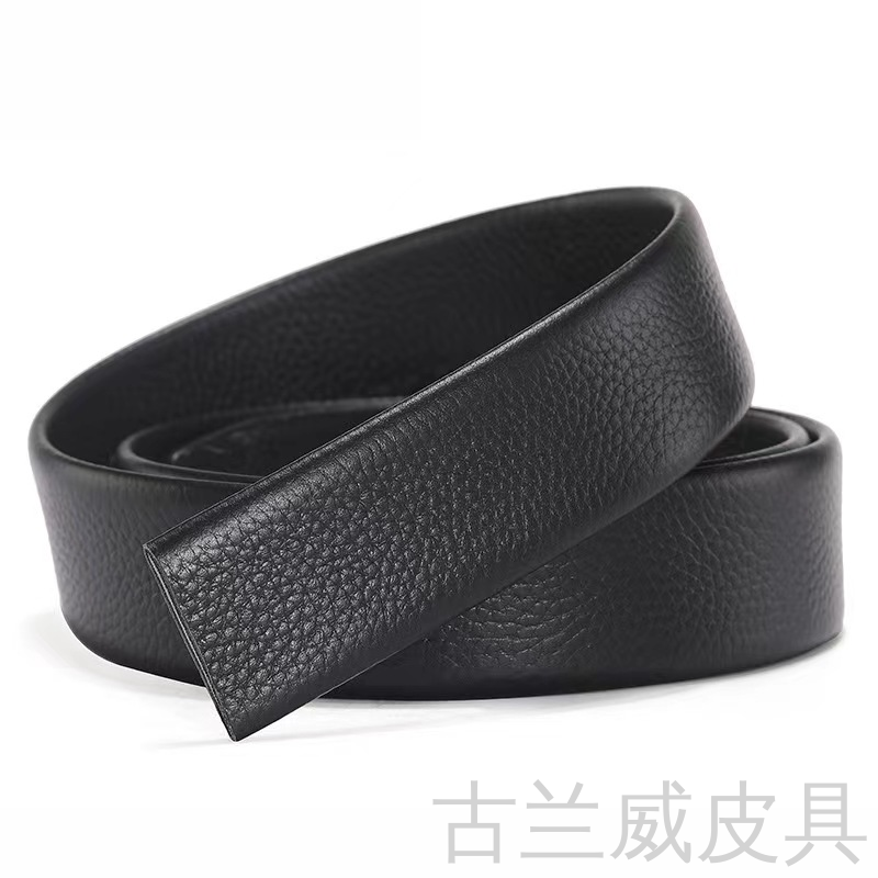 The headband is made of pure cowhide with a top layer and a self-locking headless cowhide belt. It is a men's headless belt with a strap Specification image