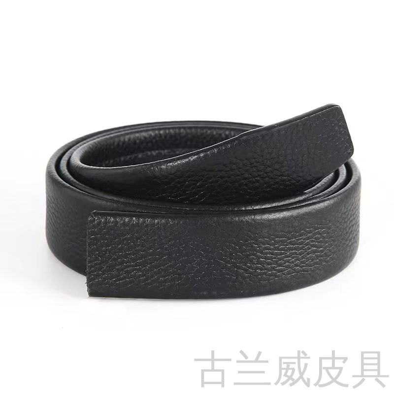 The headband is made of pure cowhide with a top layer and a self-locking headless cowhide belt. It is a men's headless belt with a strap Item Picture