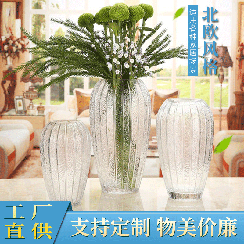 厂家现货批发珍珠浮雕花瓶透明彩色玻璃花瓶 家居摆件装饰瓶详情图3